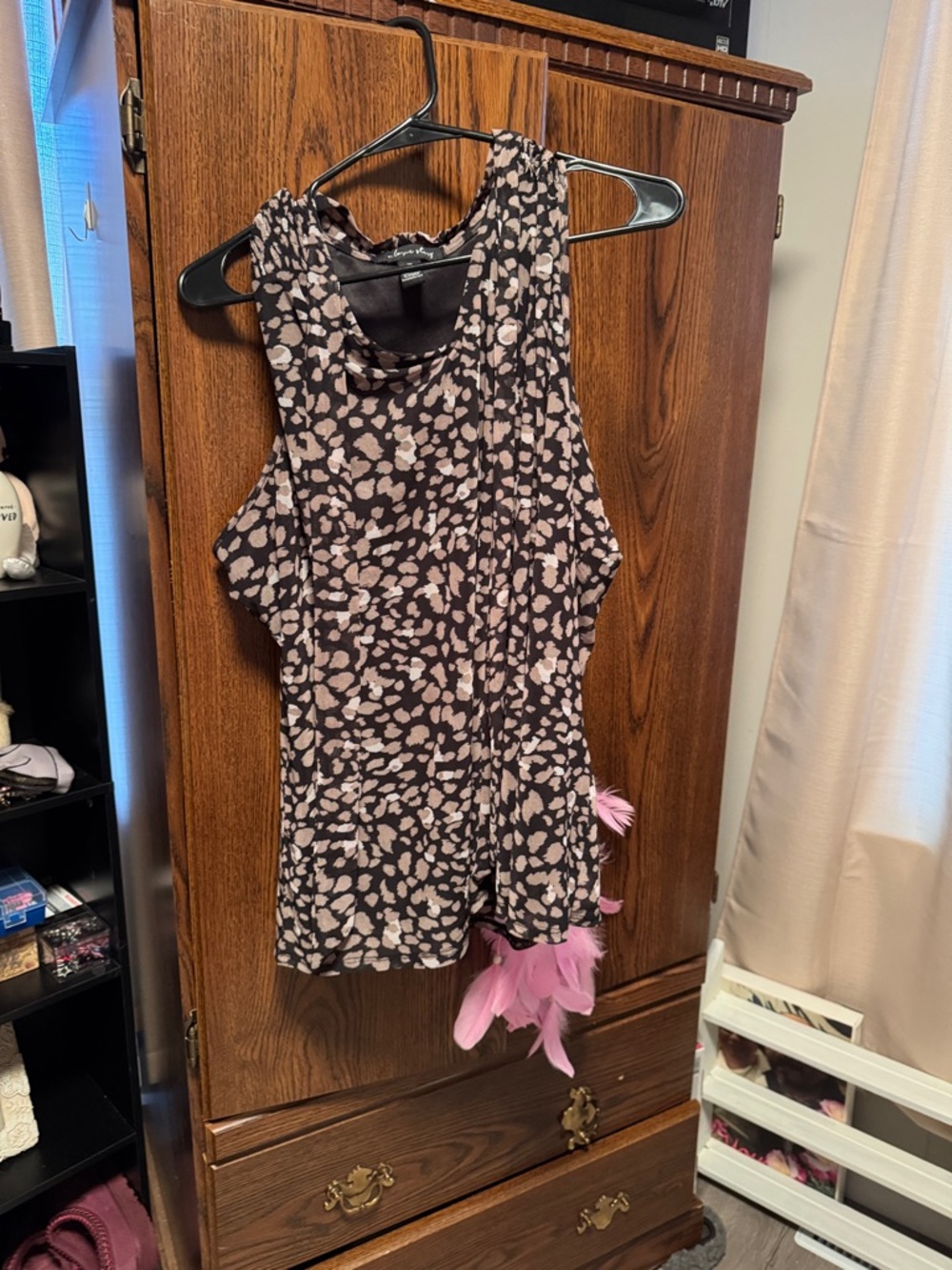 Pink Leopard Print Tassel Tank Top